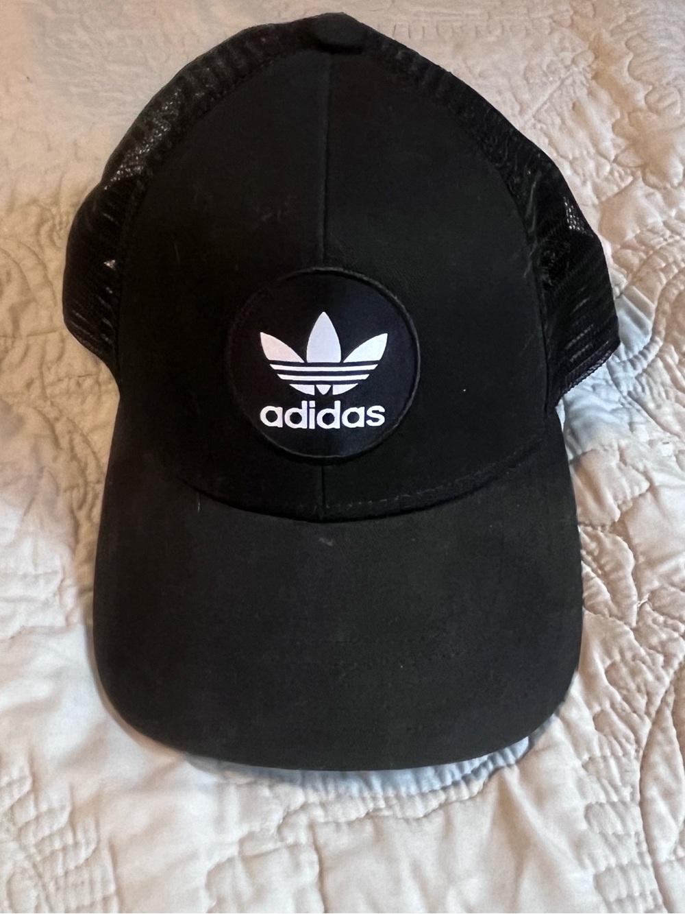 adidas Black Trefoil Mesh Cap with Strapback